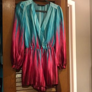 Multi color romper with long sleeve